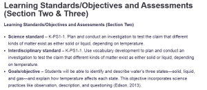 Learning Standards/Objectives and Assessments (Section Two & Three)