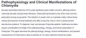 Pathophysiology and Clinical Manifestations of Chlamydia