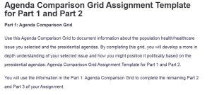 Agenda Comparison Grid Assignment Template for Part 1 and Part 2