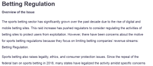 Betting Regulation