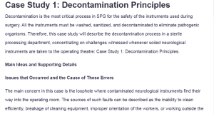 Case Study 1: Decontamination Principles