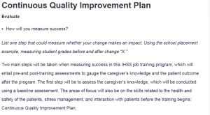 Continuous Quality Improvement Plan
