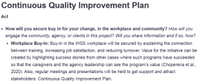 Continuous Quality Improvement Plan