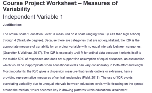 Course Project Worksheet – Measures of Variability