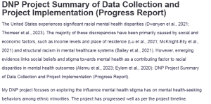 DNP Project Summary of Data Collection and Project Implementation (Progress Report)