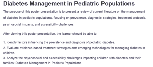 Diabetes Management in Pediatric Populations