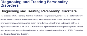 Diagnosing and Treating Personality Disorders