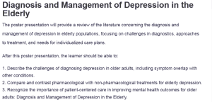 Diagnosis and Management of Depression in the Elderly