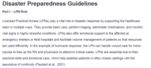 Disaster Preparedness Guidelines