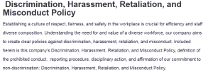 Discrimination, Harassment, Retaliation, and Misconduct Policy