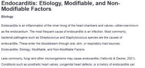 Endocarditis: Etiology, Modifiable, and Non-Modifiable Factors