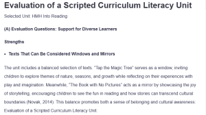 Evaluation of a Scripted Curriculum Literacy Unit