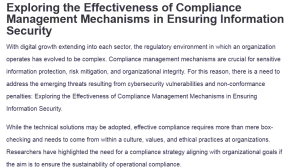 Exploring the Effectiveness of Compliance Management Mechanisms in Ensuring Information Security