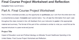 Final Course Project Worksheet and Reflection
