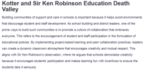 Kotter and Sir Ken Robinson Education Death Valley