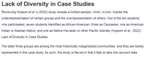 Lack of Diversity in Case Studies