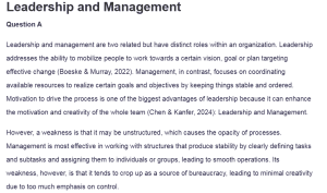 Leadership and Management    