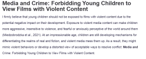 Media and Crime: Forbidding Young Children to View Films with Violent Content