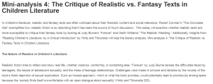 Mini-analysis 4: The Critique of Realistic vs. Fantasy Texts in Children Literature