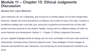 Module 11 – Chapter 15: Ethical Judgments Discussion