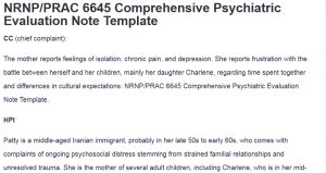 NRNP/PRAC 6645 Comprehensive Psychiatric Evaluation Note Template