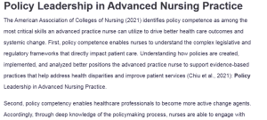 Policy Leadership in Advanced Nursing Practice
