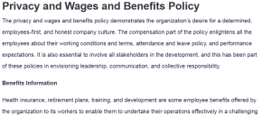 Privacy and Wages and Benefits Policy