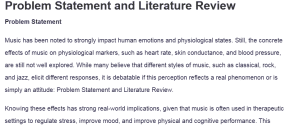 Problem Statement and Literature Review