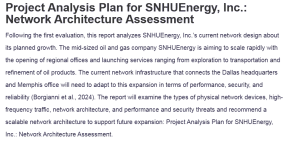 Project Analysis Plan for SNHUEnergy, Inc.: Network Architecture Assessment