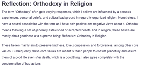 Reflection: Orthodoxy in Religion