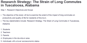 Research Strategy: The Strain of Long Commutes in Tuscaloosa, Alabama
