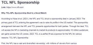 TCL NFL Sponsorship