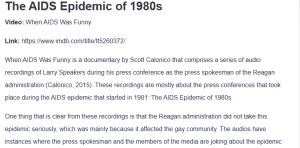 The AIDS Epidemic of 1980s