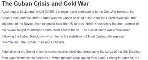 The Cuban Crisis and Cold War