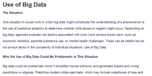 Use of Big Data