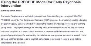 Using the PRECEDE Model for Early Psychosis Intervention