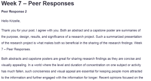 Week 7 – Peer Responses