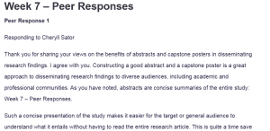 Week 7 – Peer Responses