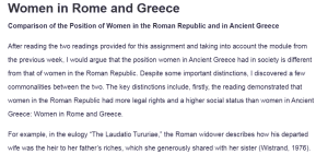 Women in Rome and Greece