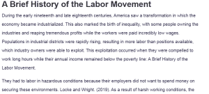 A Brief History of the Labor Movement