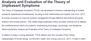 Analysis and Evaluation of the Theory of Unpleasant Symptoms