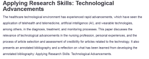 Applying Research Skills: Technological Advancements