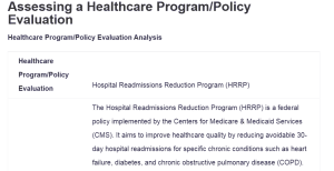 Assessing a Healthcare Program/Policy Evaluation