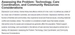 Assessing the Problem: Technology, Care Coordination, and Community Resources Considerations