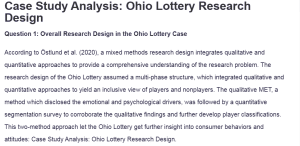 Case Study Analysis: Ohio Lottery Research Design