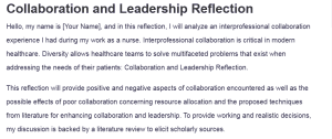 Collaboration and Leadership Reflection