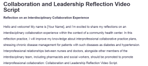 Collaboration and Leadership Reflection Video Script
