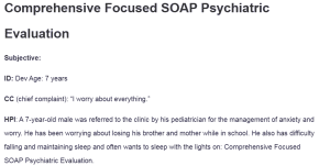 Comprehensive Focused SOAP Psychiatric Evaluation