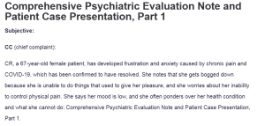 Comprehensive Psychiatric Evaluation Note and Patient Case Presentation, Part 1