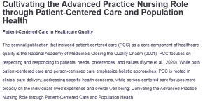 Cultivating the Advanced Practice Nursing Role through Patient-Centered Care and Population Health